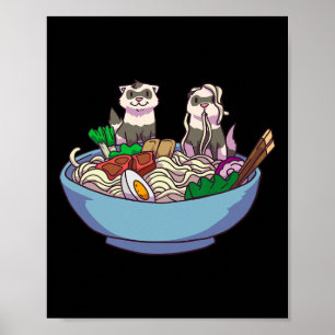 Ferret Ramen Noodles Anime Kawaii Japanese Otaku G Poster