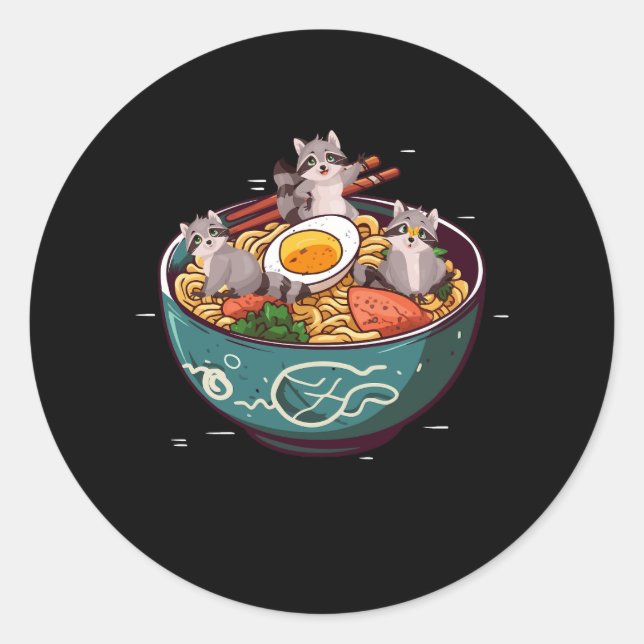 Ferret Ramen Noodles Anime Kawaii Japanese Otaku J Classic Round Sticker (Front)