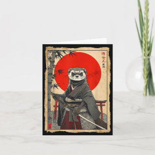 Ferret Samurai Japanese Vintage Warrior Art Anime Card
