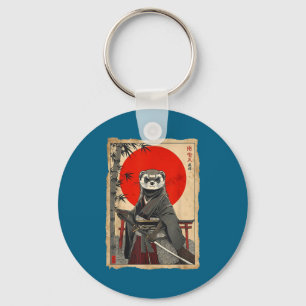 Ferret Samurai Japanese Vintage Warrior Art Anime  Key Ring