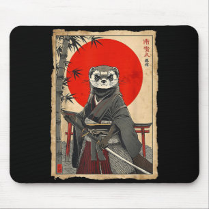 Ferret Samurai Japanese Vintage Warrior Art Anime  Mouse Pad