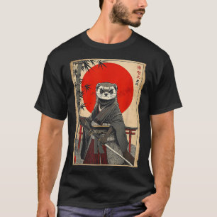 Ferret Samurai Japanese Vintage Warrior Art Anime T-Shirt
