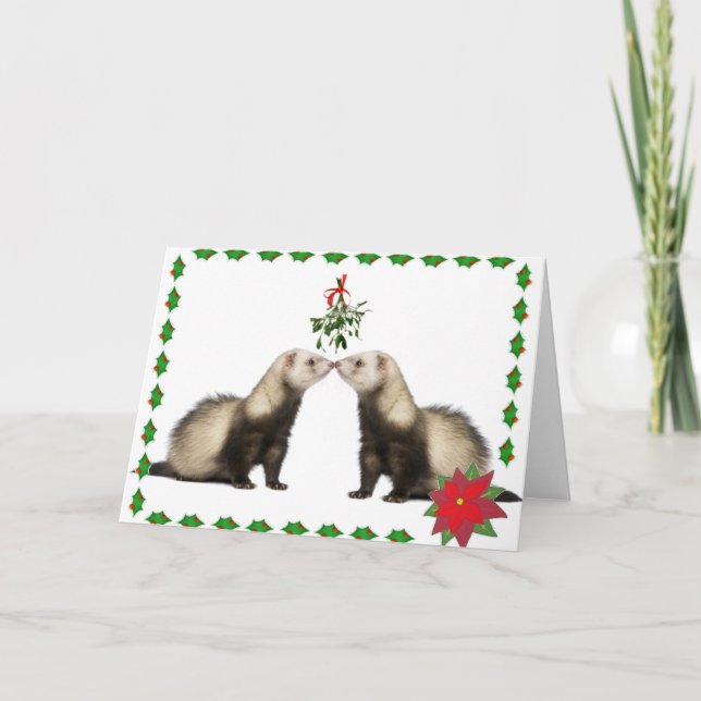 Ferret Smooches Holiday Card (Front)