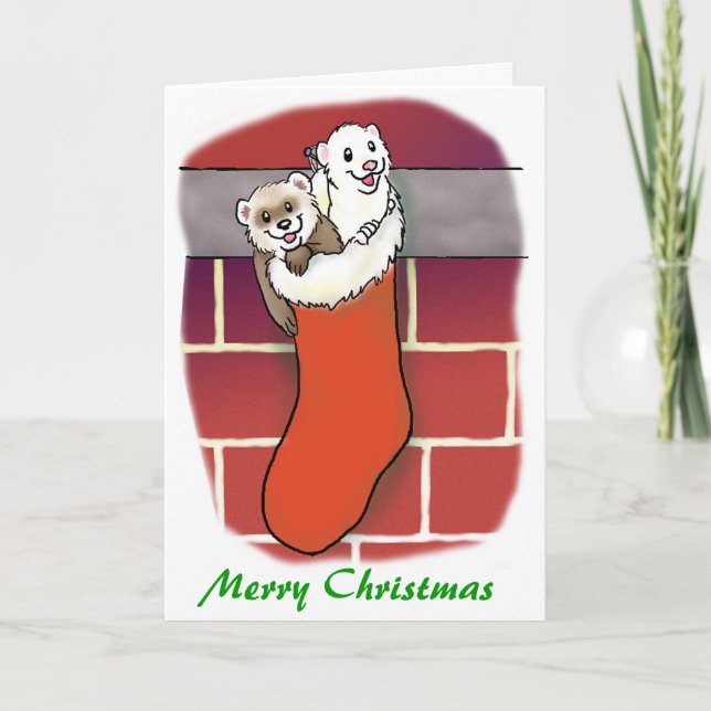 Ferret Stocking Stuffers Holiday Card (Front)