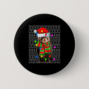 Ferret Ugly Xmas Lighting Santa Ferret Christmas  6 Cm Round Badge