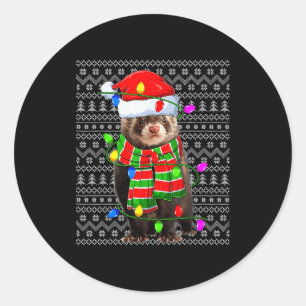 Ferret Ugly Xmas Lighting Santa Ferret Christmas  Classic Round Sticker