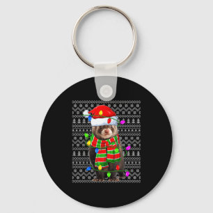 Ferret Ugly Xmas Lighting Santa Ferret Christmas Key Ring