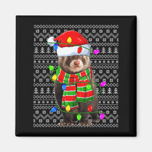 Ferret Ugly Xmas Lighting Santa Ferret Christmas Magnet