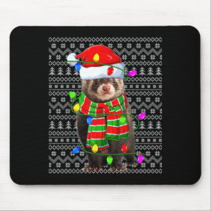 Ferret Ugly Xmas Lighting Santa Ferret Christmas  Mouse Pad