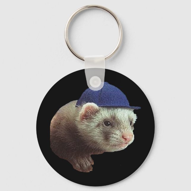 Ferret Wearing Hat Key Ring (Front)