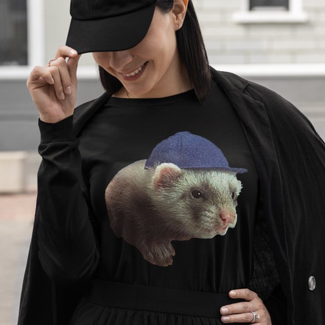 Ferret Wearing Hat T-Shirt (Ferret Wearing Hat Women's Long Sleeve T-Shirt)