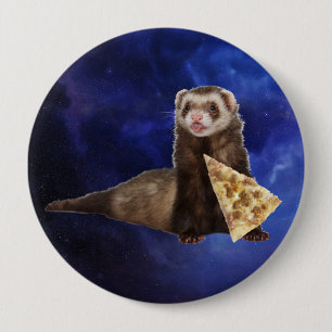 Ferret Weasel PIzza Slice Nebula Space 10 Cm Round Badge