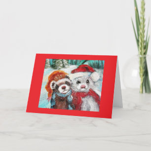 Ferret Winter Blank Greeting Card