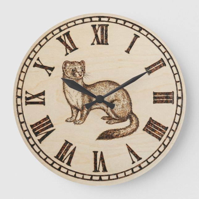 Ferret Wooden Wall Clock (Front)
