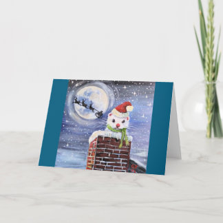 Ferret & Xmas Chimney Blank Greeting Card