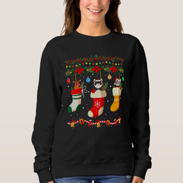 Ferret Xmas Socks Ferret  Christmas Pyjama Family Sweatshirt (Front)