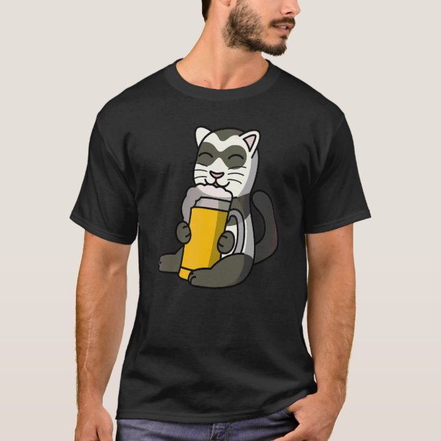 Ferrets Drinking Beer Pet T-Shirt (Front)