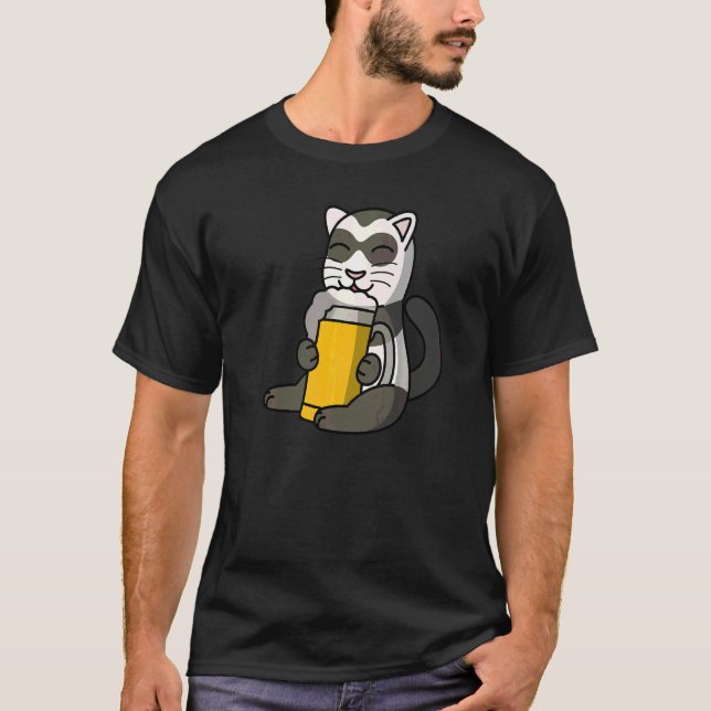Ferrets Drinking Beer Pet   T-Shirt (Front)