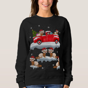 Ferrets Driving Christmas Tree Red Truck Ferret Ch Sweatshirt