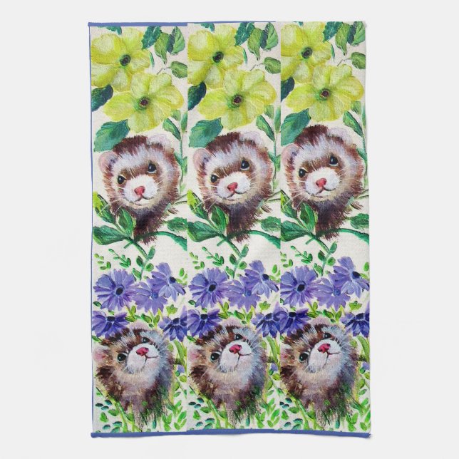 Ferrets & Flowers Kitchen Towels (Vertical)