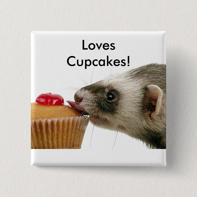 Ferrets Love Cupcakes Button (Front)