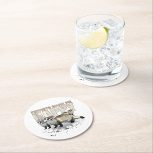 Ferrets Make Me Happy Cute Ferret Lover Party Round Paper Coaster
