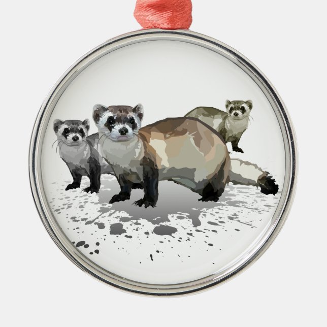 Ferrets Metal Tree Decoration (Front)