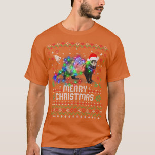 Ferrets Santa Hat Animal Christmas Tree Lights Hol T-Shirt