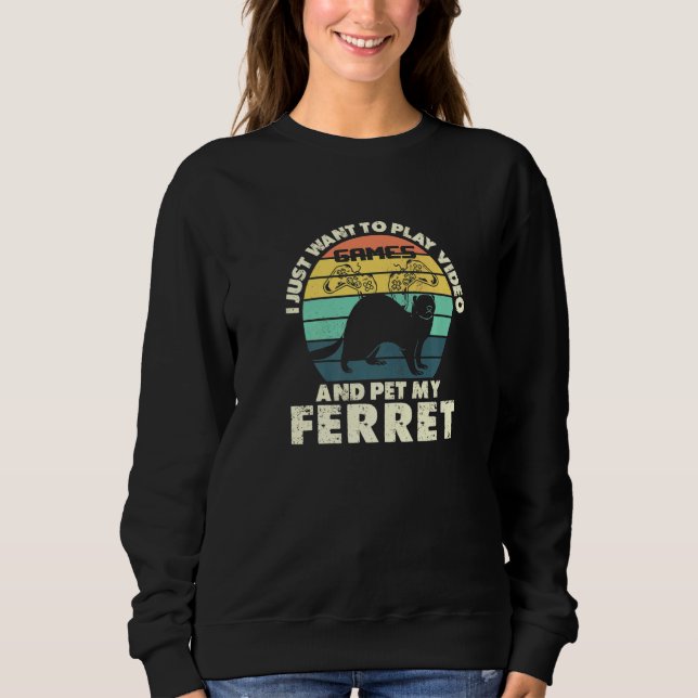 Ferrets Video Games Retro Gamepad Console Gaming Sweatshirt (Front)