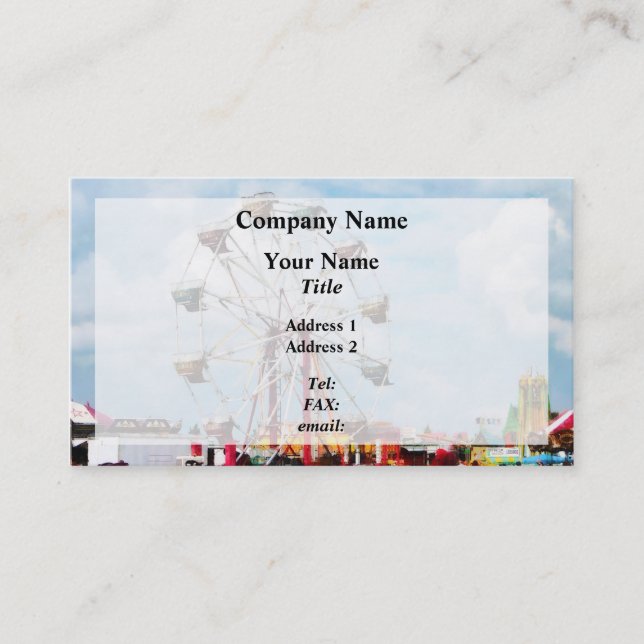Ferris Wheel Against Blue Sky Business Card (Front)