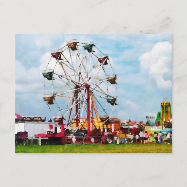 Ferris Wheel Against Blue Sky Postcard (Front)