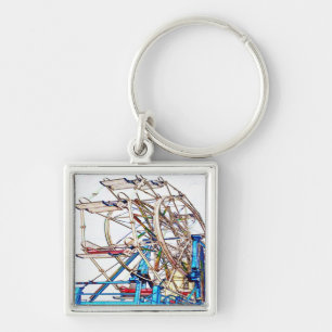 Ferris Wheel-Chalk Outline by Shirley Taylor Key Ring