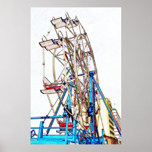 Ferris Wheel-Chalk Outline by Shirley Taylor Poster