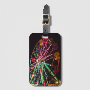 Ferris Wheel Neon Lights at Night Luggage Tag
