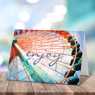 Ferris Wheel Photography Enjoy Script Bold Modern Card