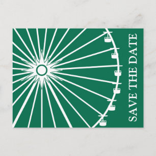 Ferris Wheel Save The Date Postcards (Green)