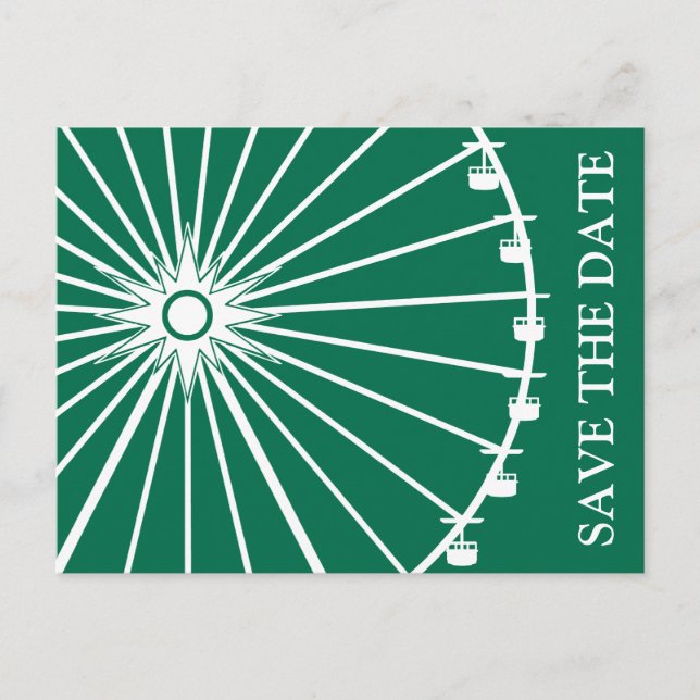 Ferris Wheel Save The Date Postcards (Green) (Front)