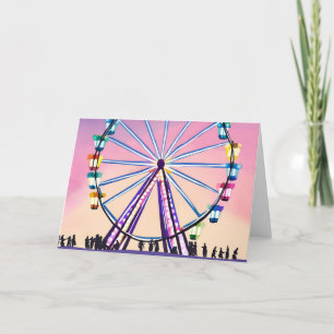 Ferris Wheel Sunset Beautiful Watercolor Card