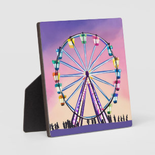 Ferris Wheel Sunset   Beautiful Watercolor Plaque