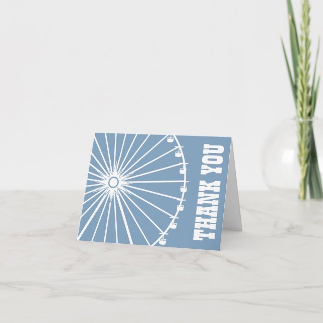 Ferris Wheel Thank You Card (Blue Grey / White) (Front)