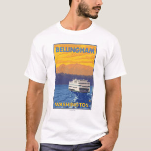 Ferry and Mountains - Bellingham, Washington T-Shirt
