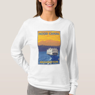 Ferry and Mountains - Hood Canal, Washington T-Shirt
