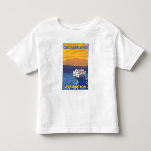Ferry and Mountains - Orcas Island, Washington Toddler T-Shirt