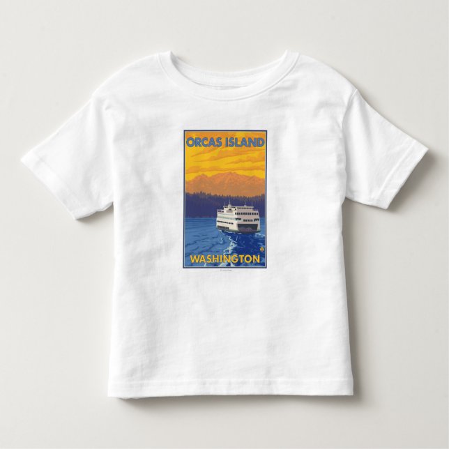 Ferry and Mountains - Orcas Island, Washington Toddler T-Shirt (Front)
