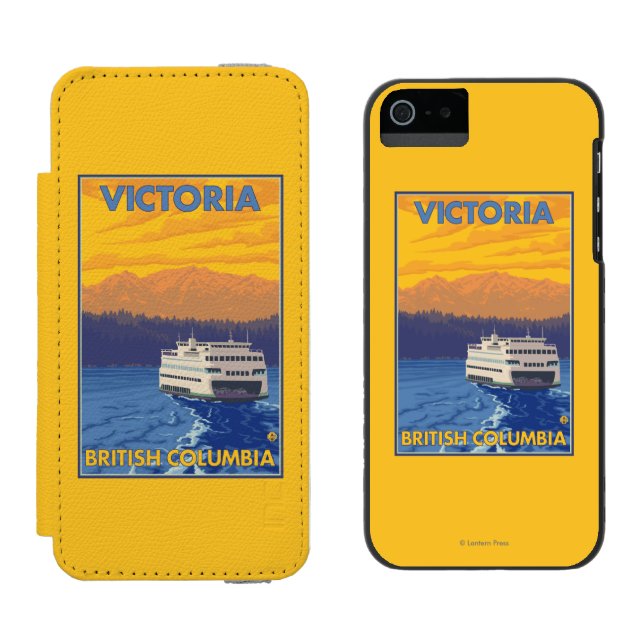 Ferry and Mountains - Victoria, BC Canada Incipio iPhone Wallet Case (Side by Side)