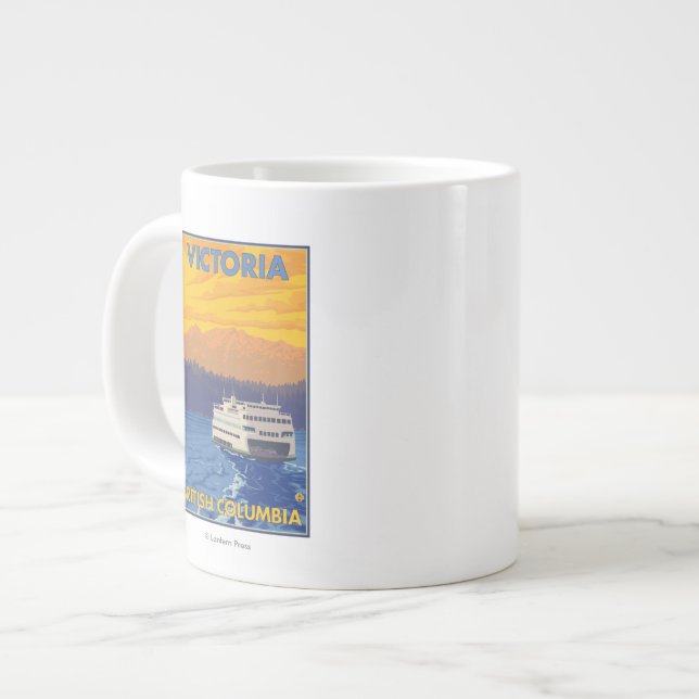 Ferry and Mountains - Victoria, BC Canada Large Coffee Mug (Front Left)