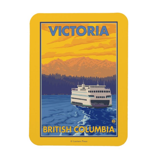 Ferry and Mountains - Victoria, BC Canada Magnet (Vertical)