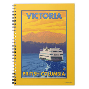 Ferry and Mountains - Victoria, BC Canada Spiral Notebook