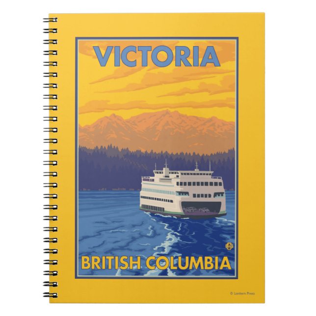 Ferry and Mountains - Victoria, BC Canada Spiral Notebook (Front)