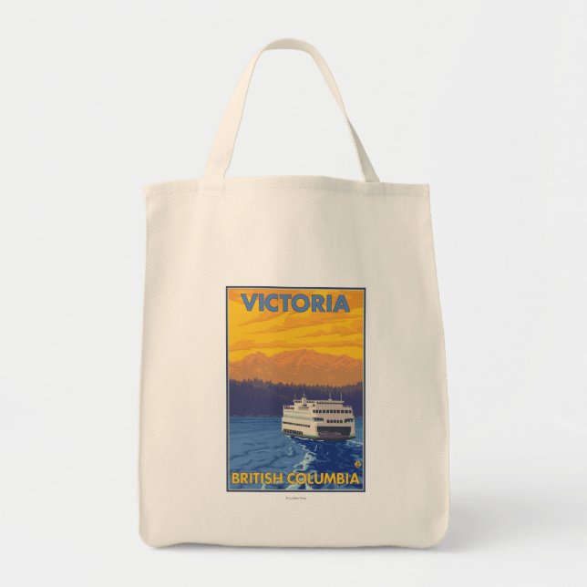 Ferry and Mountains - Victoria, BC Canada Tote Bag (Front)